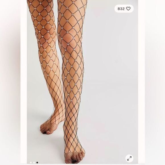 Free People Black Starstruck Fishnet Stockings Size M/L - Picture 1 of 8